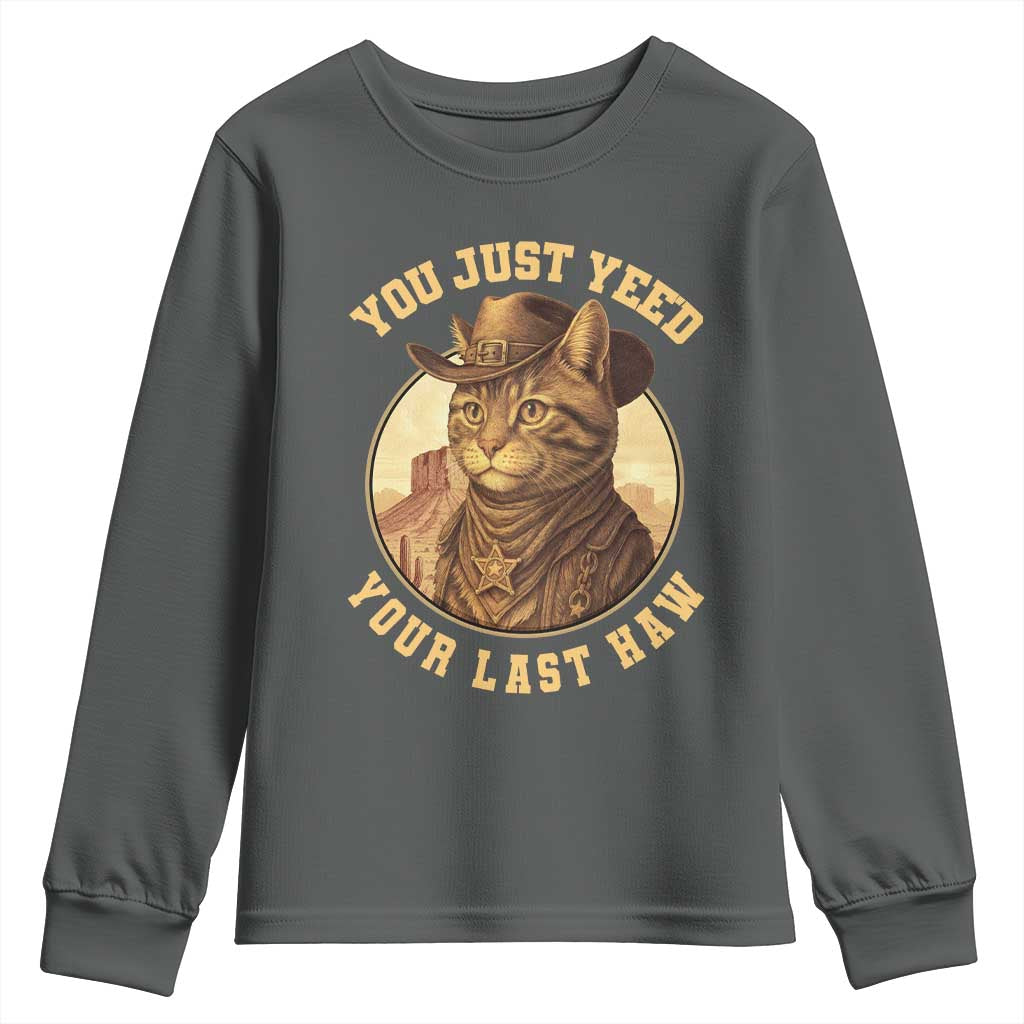 Cowboy Cat Youth Sweatshirt You Just Yeehaw Your Last Haw - Wonder Print Shop