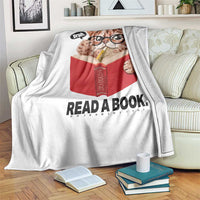 Funny Cat Reading Throw Blanket Book Lover - Wonder Print Shop