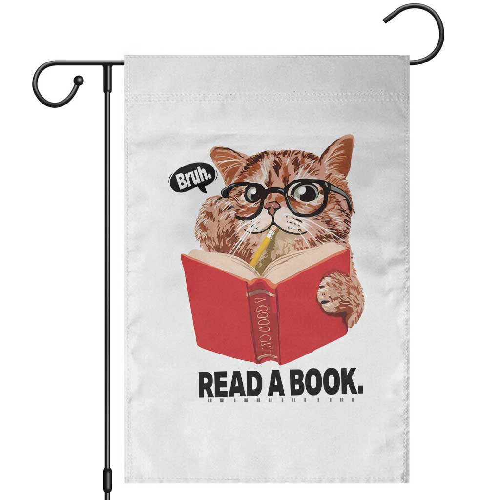 Funny Cat Reading Garden Flag Book Lover - Wonder Print Shop