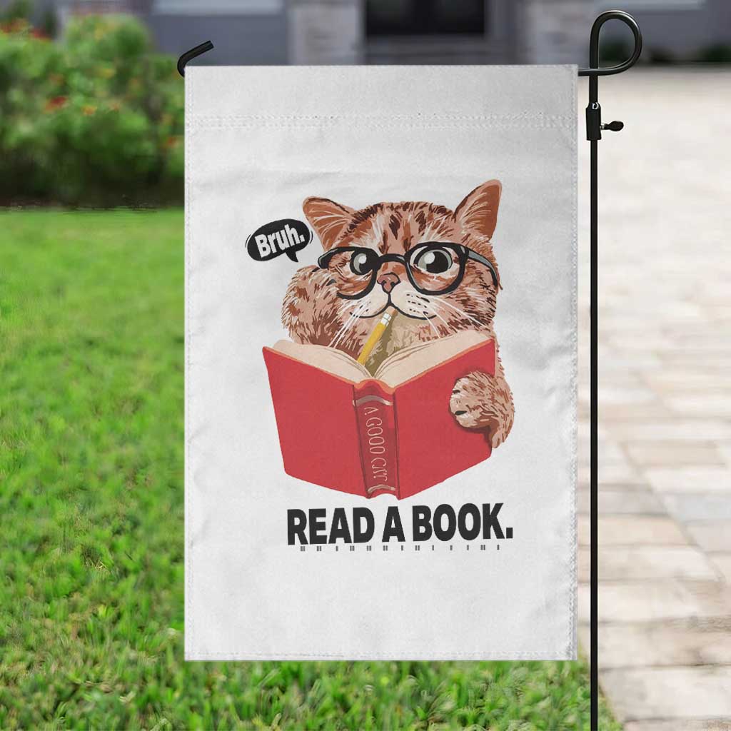 Funny Cat Reading Garden Flag Book Lover - Wonder Print Shop