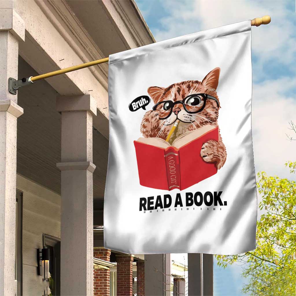 Funny Cat Reading Garden Flag Book Lover - Wonder Print Shop