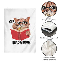 Funny Cat Reading Garden Flag Book Lover - Wonder Print Shop