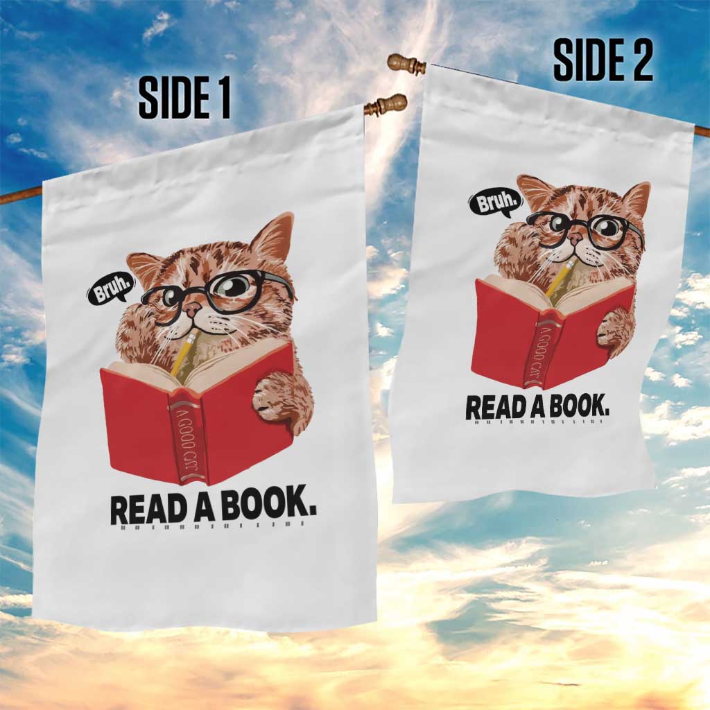 Funny Cat Reading Garden Flag Book Lover - Wonder Print Shop