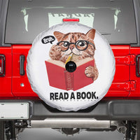 Funny Cat Reading Spare Tire Cover Book Lover - Wonder Print Shop