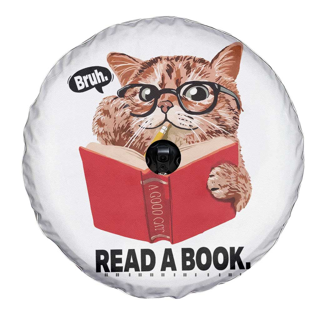 Funny Cat Reading Spare Tire Cover Book Lover - Wonder Print Shop