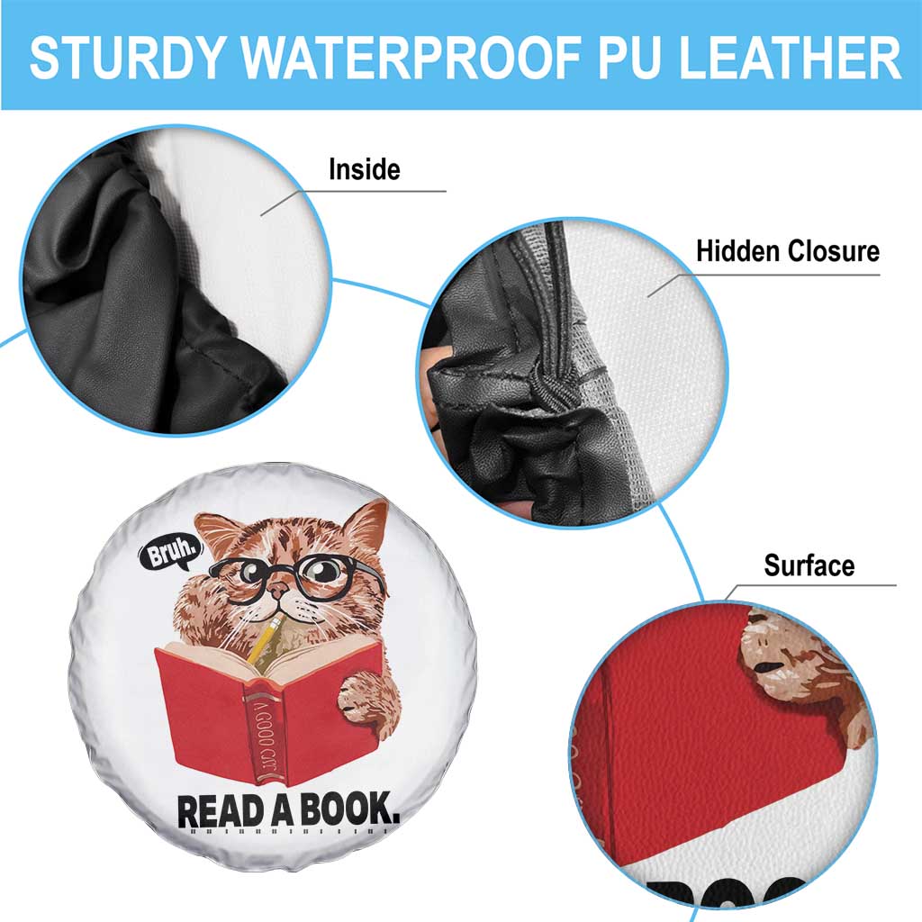 Funny Cat Reading Spare Tire Cover Book Lover - Wonder Print Shop