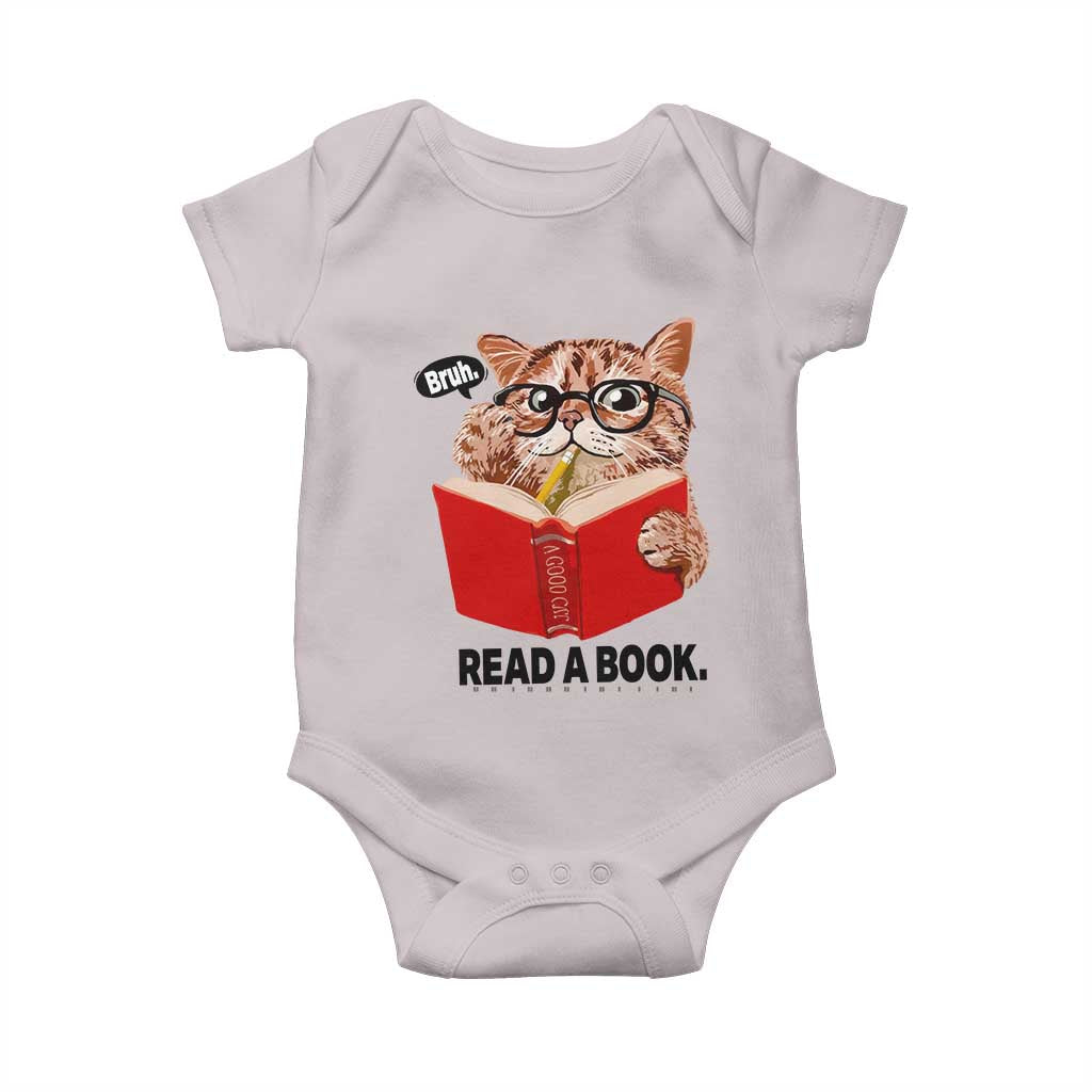 Funny Cat Reading Baby Onesie Book Lover - Wonder Print Shop