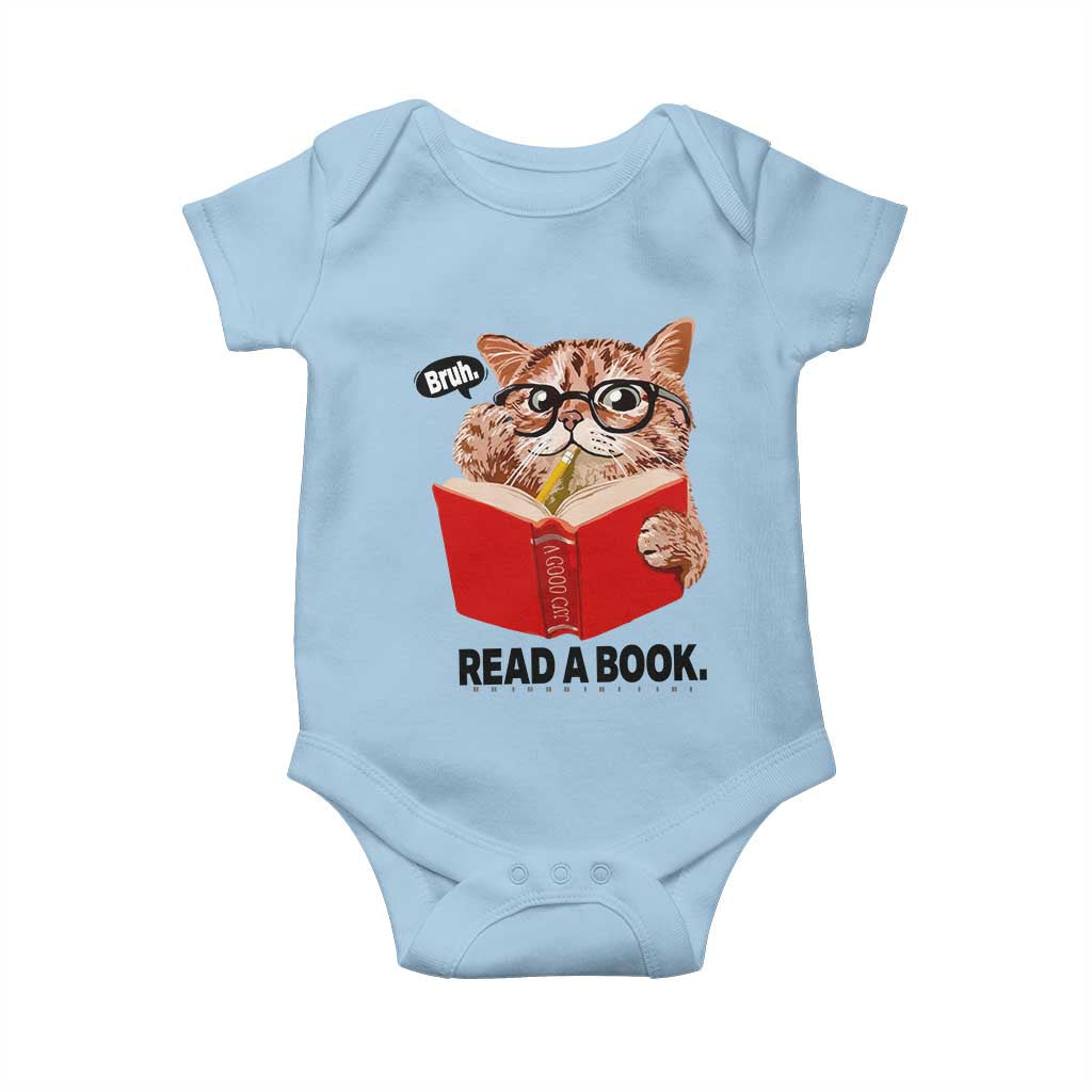 Funny Cat Reading Baby Onesie Book Lover - Wonder Print Shop