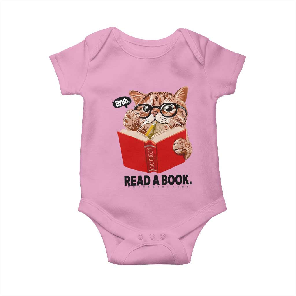 Funny Cat Reading Baby Onesie Book Lover - Wonder Print Shop