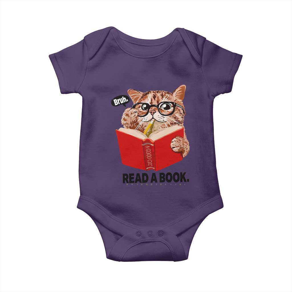 Funny Cat Reading Baby Onesie Book Lover - Wonder Print Shop
