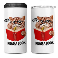 Funny Cat Reading 4 in 1 Can Cooler Tumbler Book Lover - Wonder Print Shop