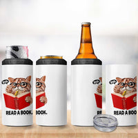 Funny Cat Reading 4 in 1 Can Cooler Tumbler Book Lover - Wonder Print Shop