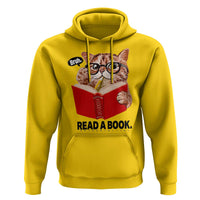 Funny Cat Reading Hoodie Book Lover - Wonder Print Shop