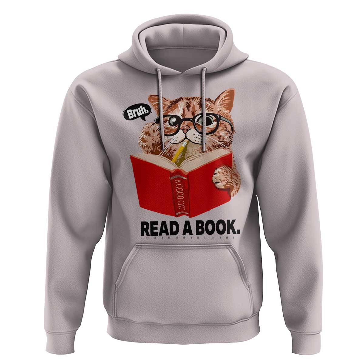 Funny Cat Reading Hoodie Book Lover - Wonder Print Shop
