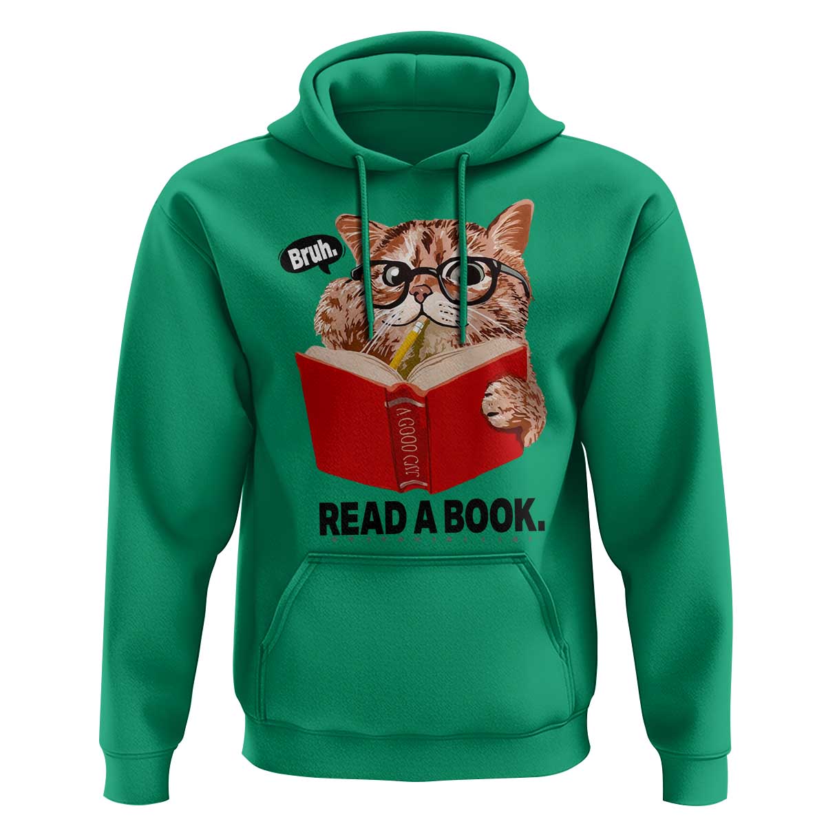 Funny Cat Reading Hoodie Book Lover - Wonder Print Shop