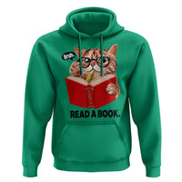 Funny Cat Reading Hoodie Book Lover - Wonder Print Shop