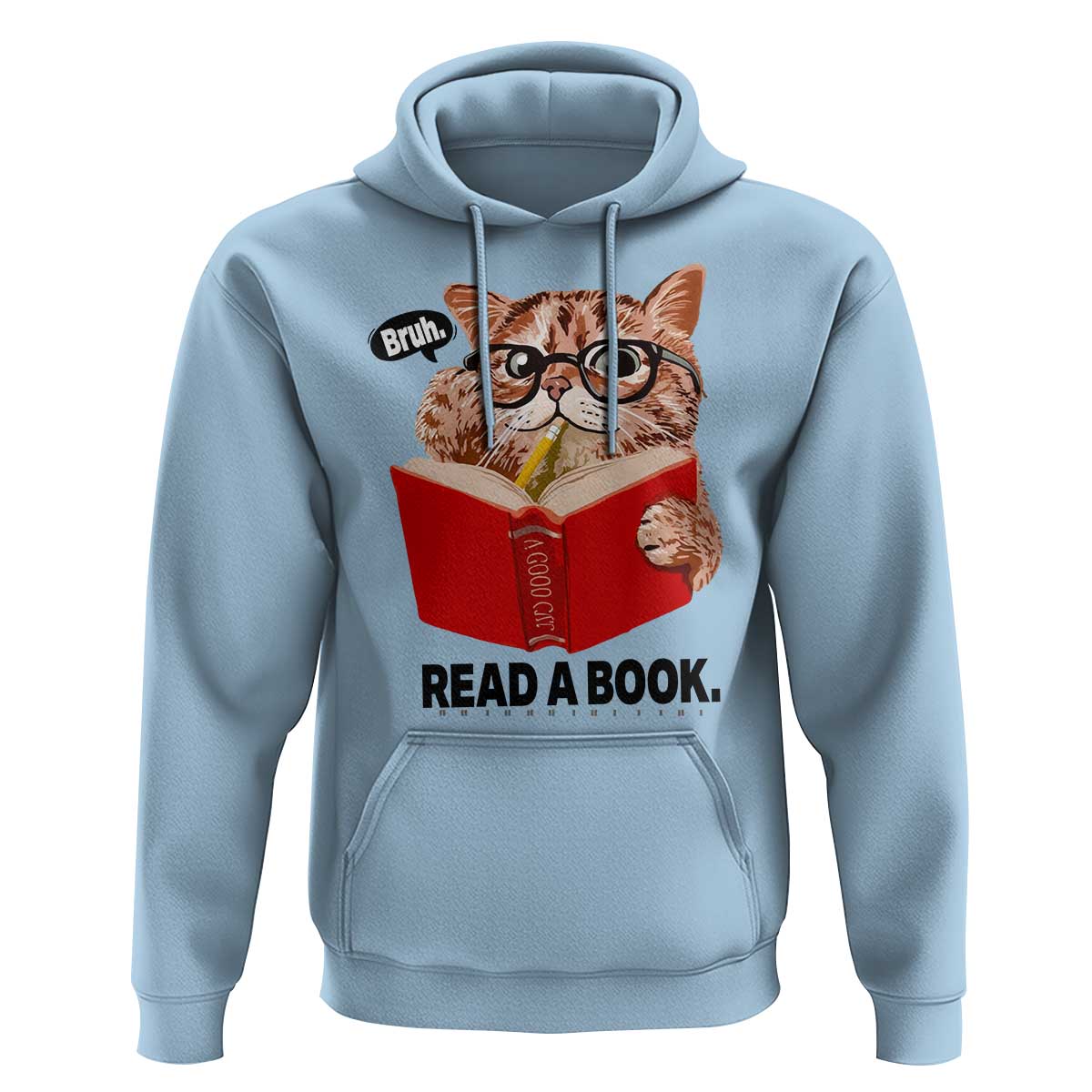 Funny Cat Reading Hoodie Book Lover - Wonder Print Shop