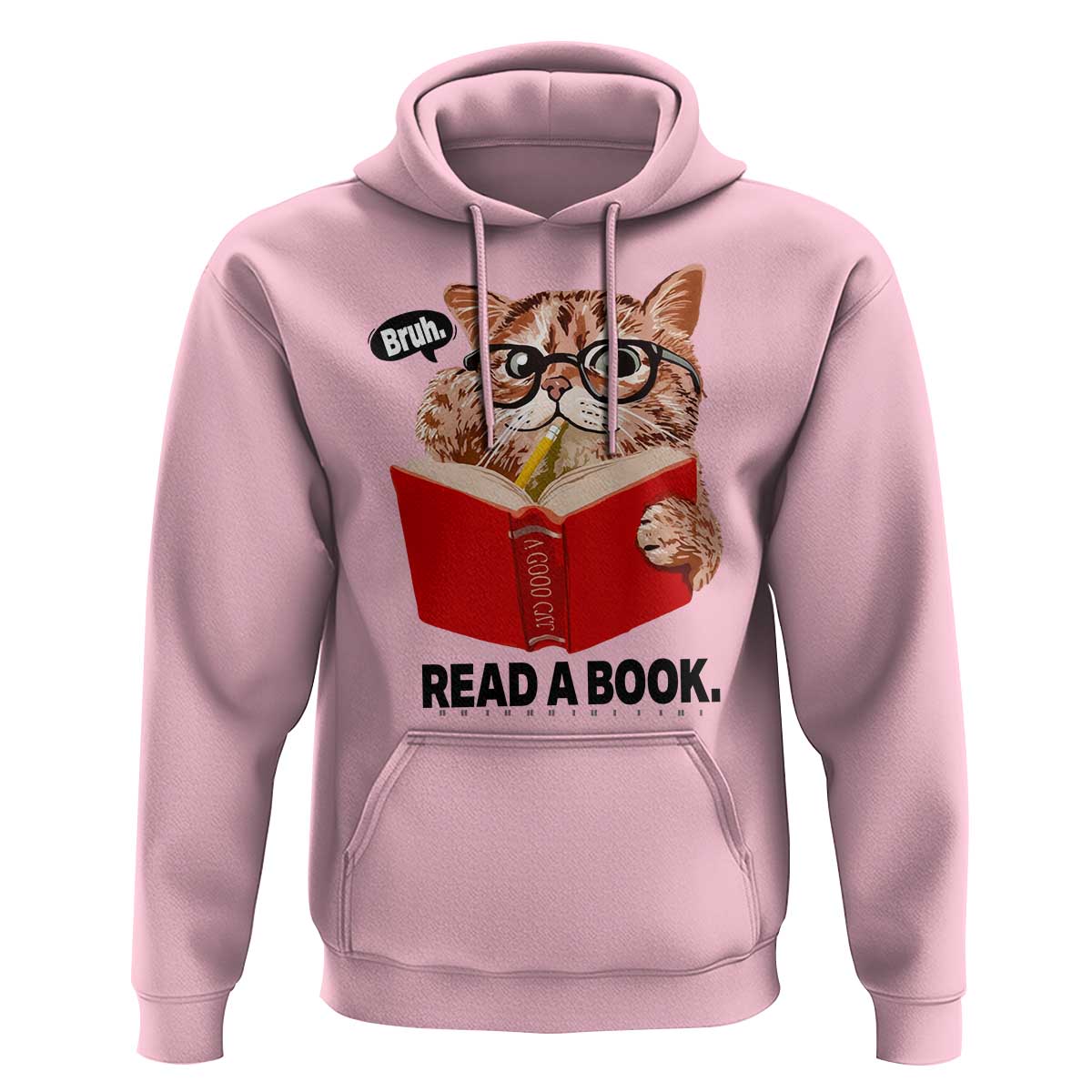 Funny Cat Reading Hoodie Book Lover - Wonder Print Shop