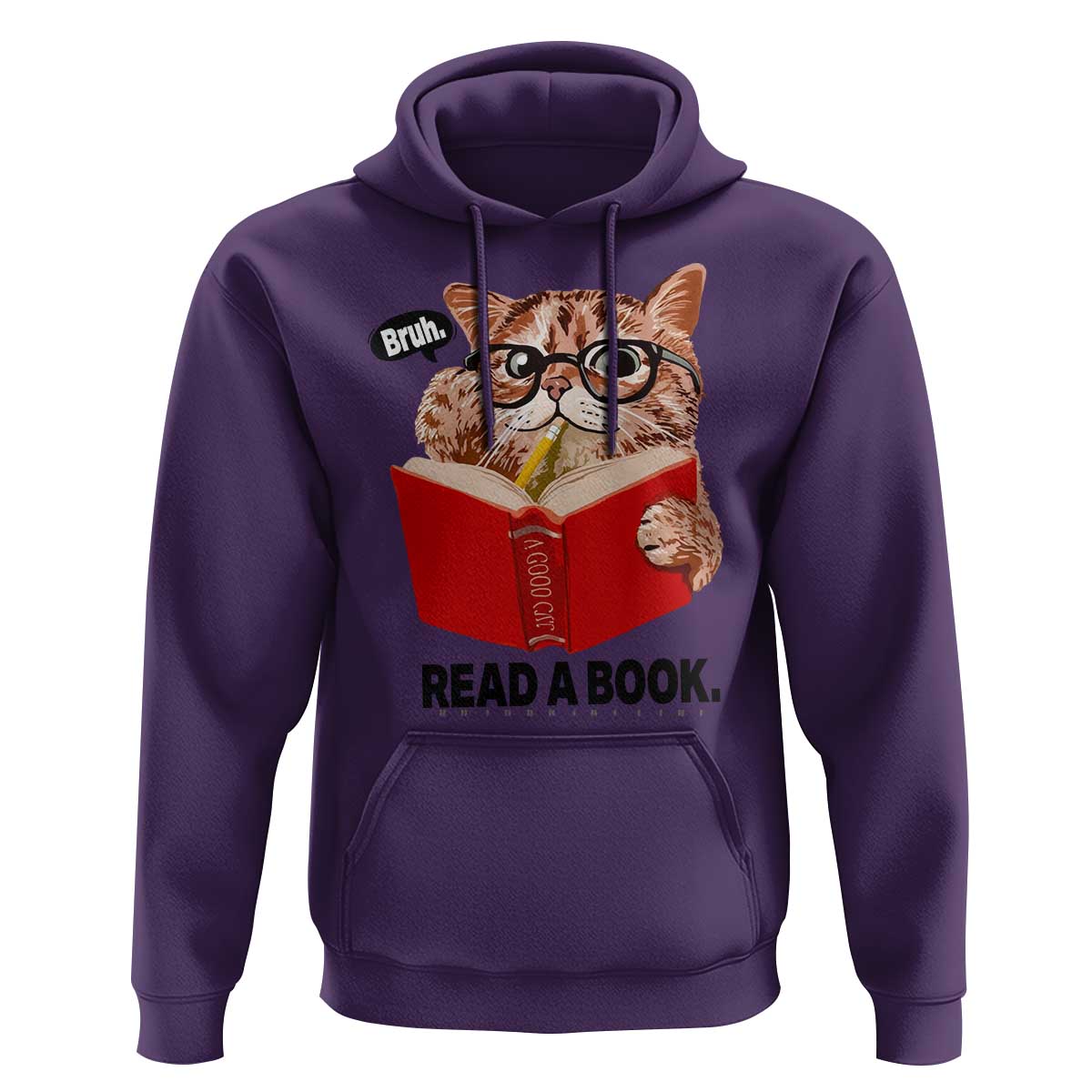 Funny Cat Reading Hoodie Book Lover - Wonder Print Shop