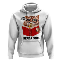 Funny Cat Reading Hoodie Book Lover - Wonder Print Shop