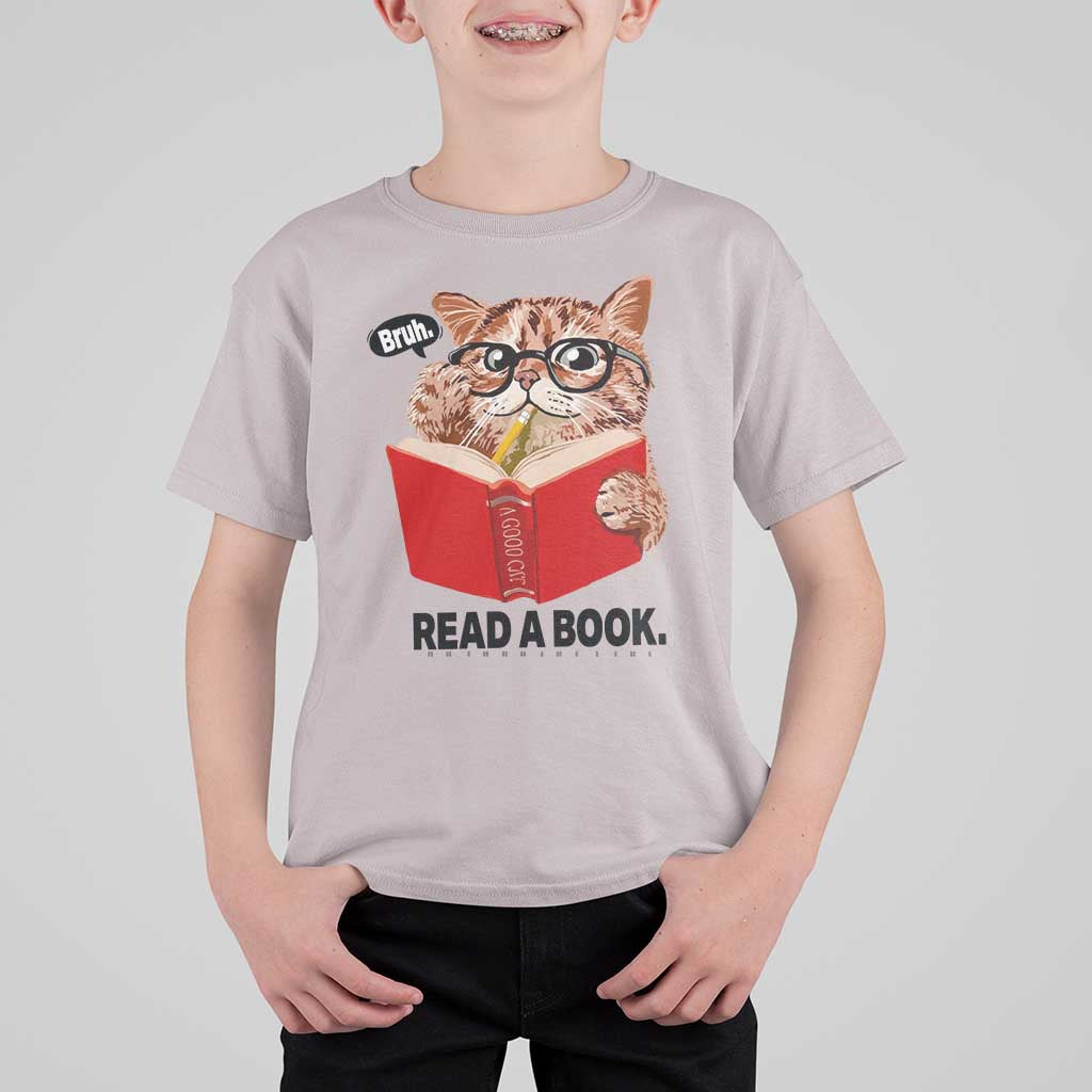 Funny Cat Reading T Shirt For Kid Book Lover - Wonder Print Shop