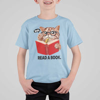 Funny Cat Reading T Shirt For Kid Book Lover - Wonder Print Shop