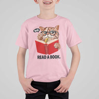 Funny Cat Reading T Shirt For Kid Book Lover - Wonder Print Shop