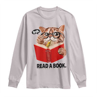 Funny Cat Reading Long Sleeve Shirt Book Lover - Wonder Print Shop