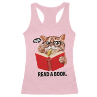 Funny Cat Reading Racerback Tank Top Book Lover - Wonder Print Shop