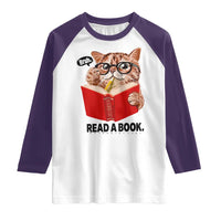 Funny Cat Reading Raglan Shirt Book Lover - Wonder Print Shop