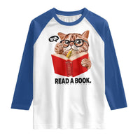 Funny Cat Reading Raglan Shirt Book Lover - Wonder Print Shop