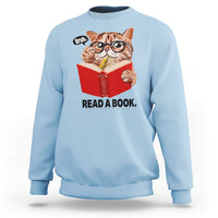 Funny Cat Reading Sweatshirt Book Lover - Wonder Print Shop