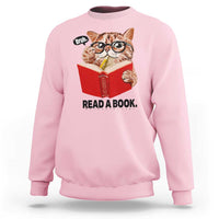 Funny Cat Reading Sweatshirt Book Lover - Wonder Print Shop