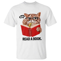 Funny Cat Reading T Shirt Book Lover - Wonder Print Shop