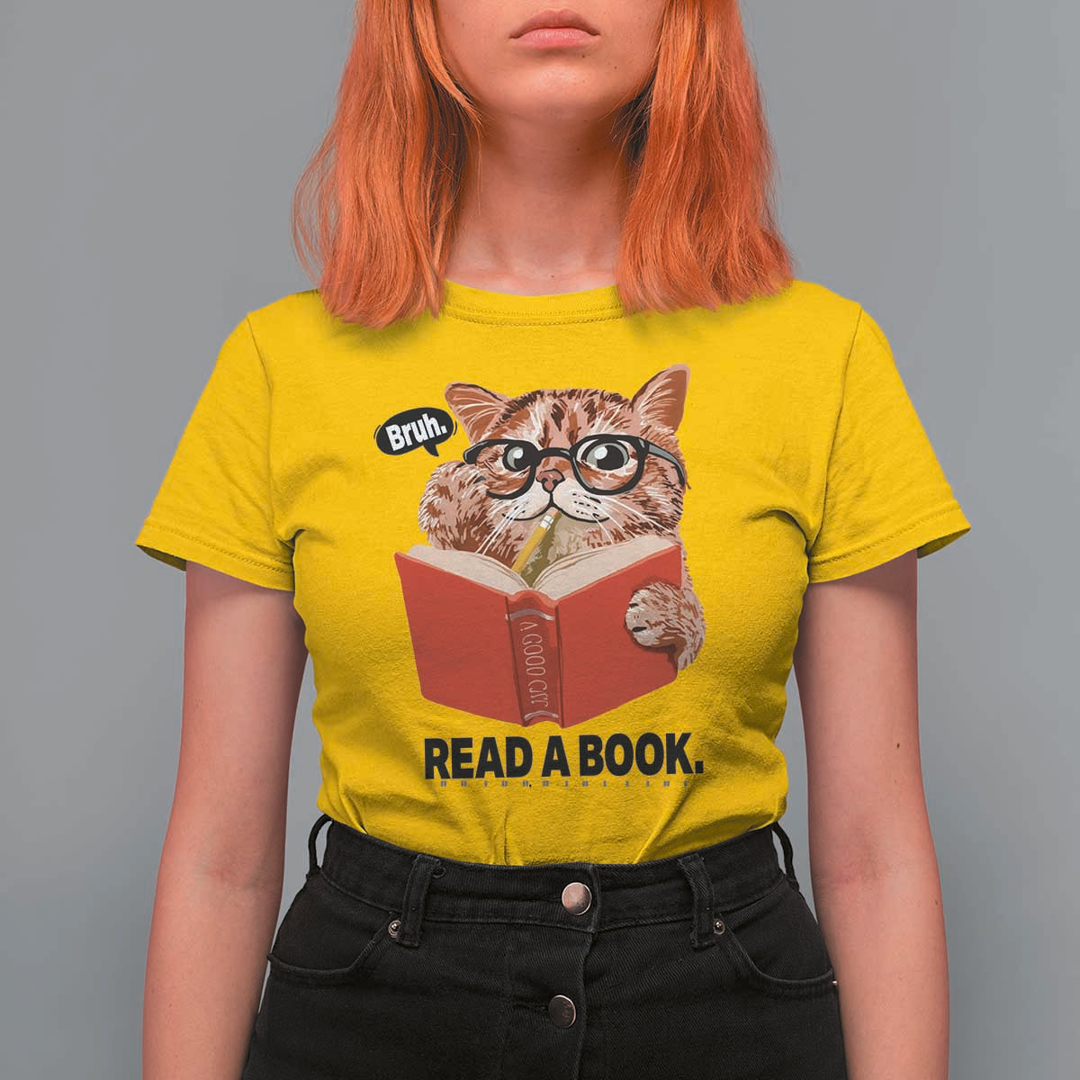Funny Cat Reading T Shirt For Women Book Lover - Wonder Print Shop