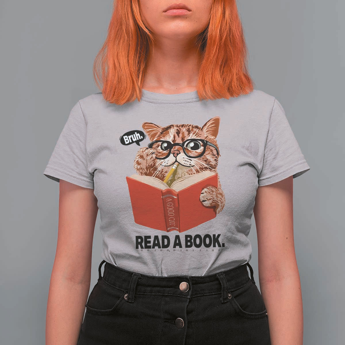 Funny Cat Reading T Shirt For Women Book Lover - Wonder Print Shop