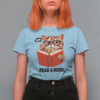 Funny Cat Reading T Shirt For Women Book Lover - Wonder Print Shop
