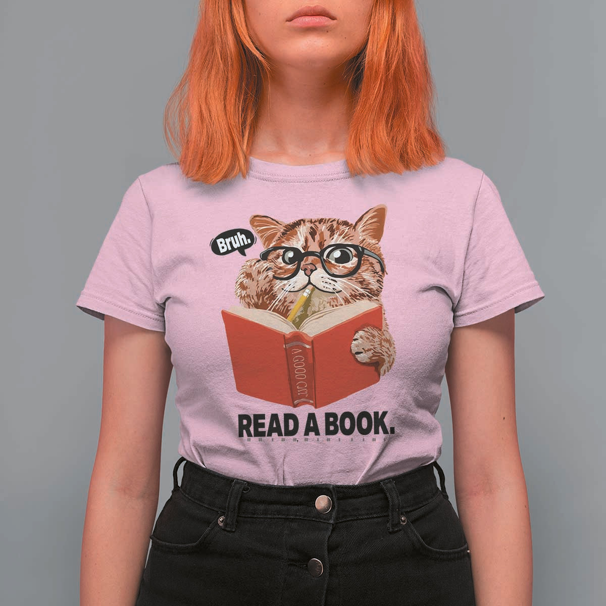 Funny Cat Reading T Shirt For Women Book Lover - Wonder Print Shop