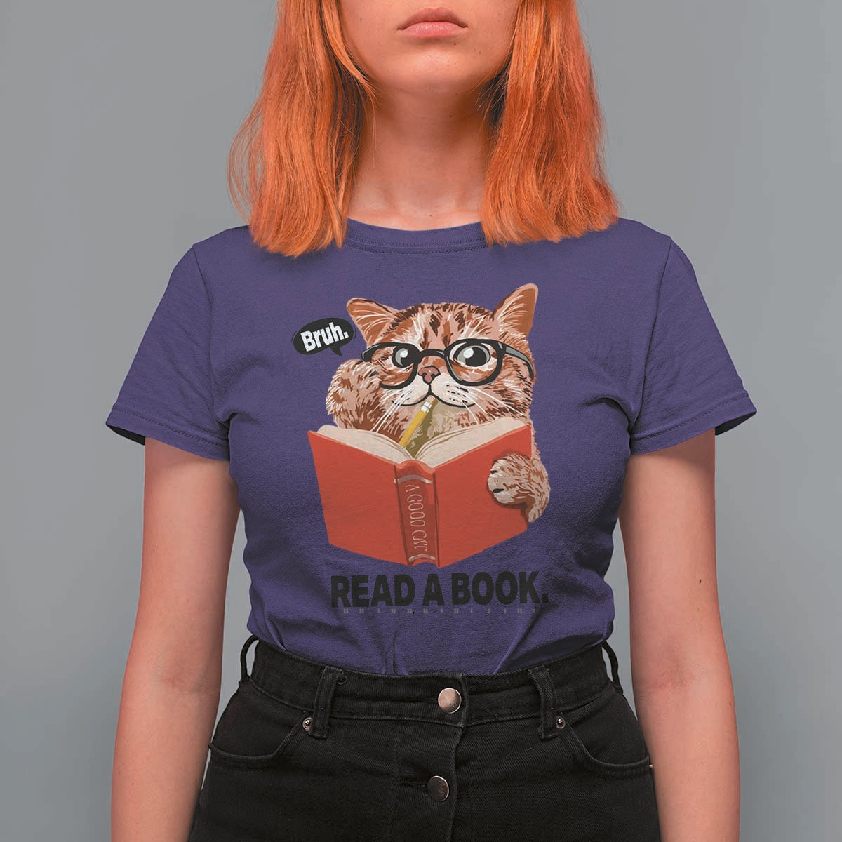 Funny Cat Reading T Shirt For Women Book Lover - Wonder Print Shop