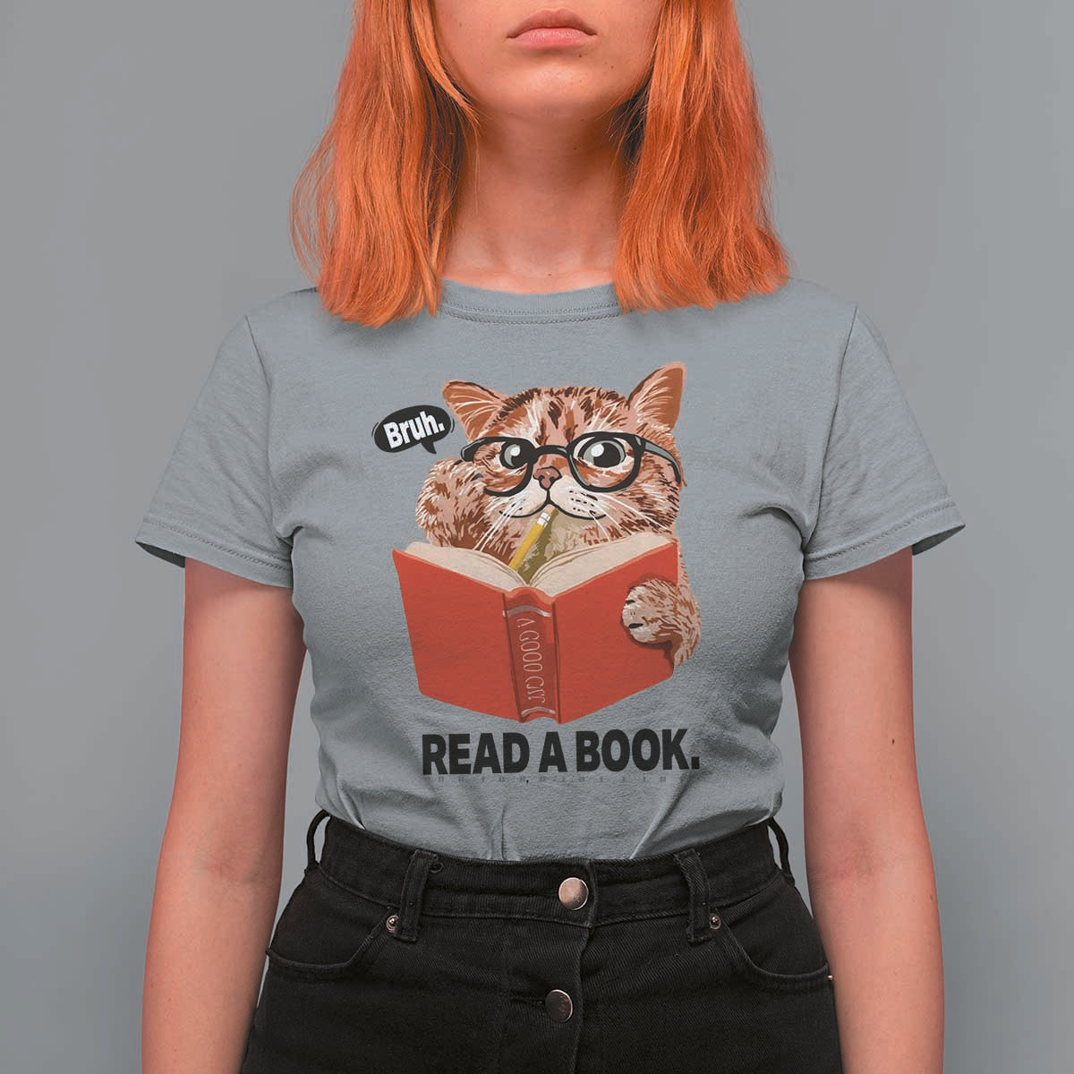 Funny Cat Reading T Shirt For Women Book Lover - Wonder Print Shop