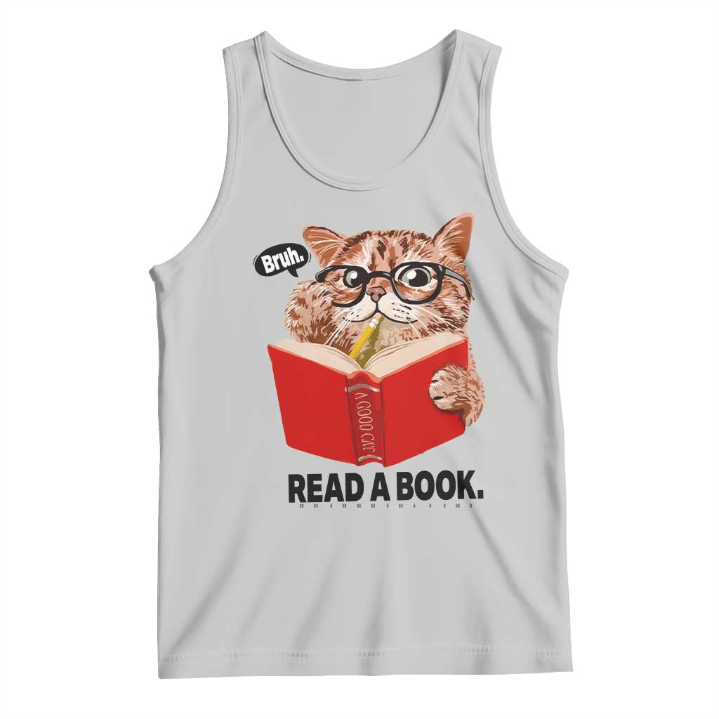 Funny Cat Reading Tank Top Book Lover - Wonder Print Shop