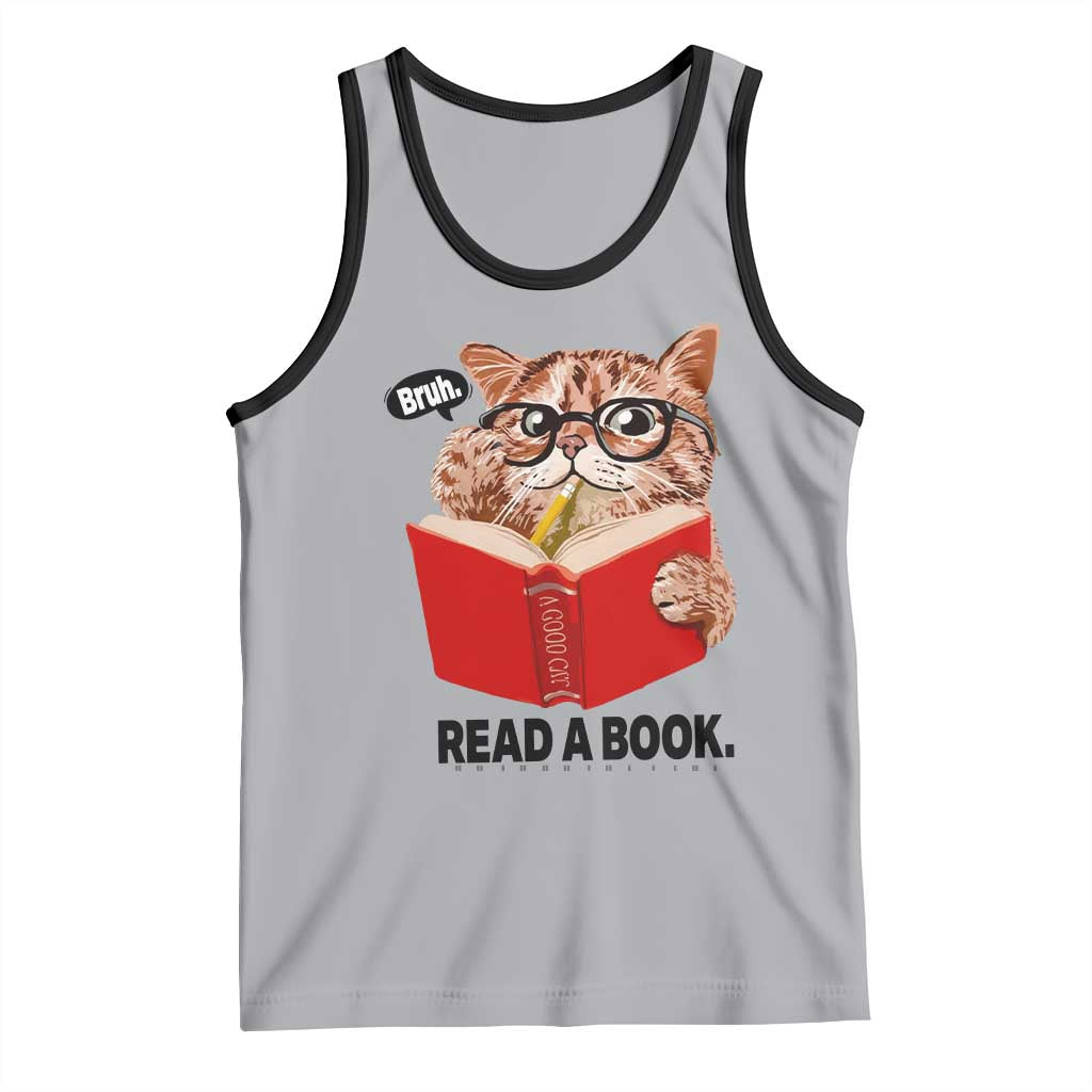 Funny Cat Reading Tank Top Book Lover - Wonder Print Shop
