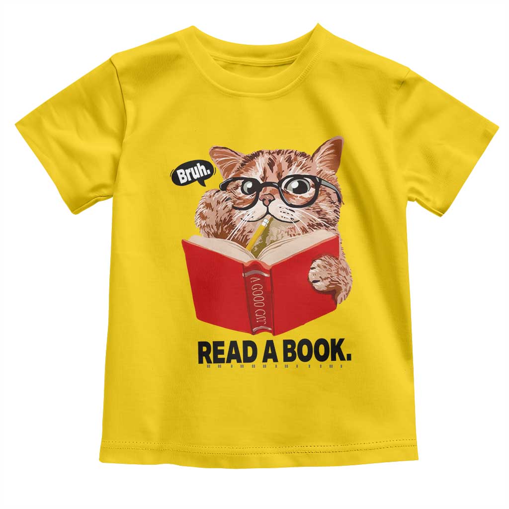 Funny Cat Reading Toddler T Shirt Book Lover - Wonder Print Shop