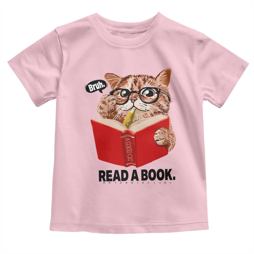 Funny Cat Reading Toddler T Shirt Book Lover - Wonder Print Shop