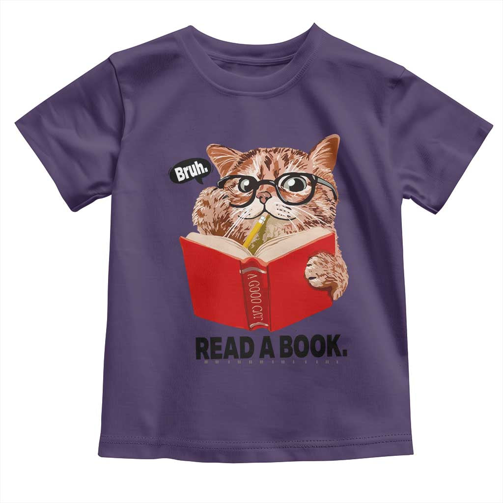 Funny Cat Reading Toddler T Shirt Book Lover - Wonder Print Shop