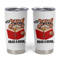 Funny Cat Reading Tumbler Cup Book Lover - Wonder Print Shop