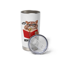 Funny Cat Reading Tumbler Cup Book Lover - Wonder Print Shop