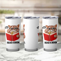 Funny Cat Reading Tumbler Cup Book Lover - Wonder Print Shop