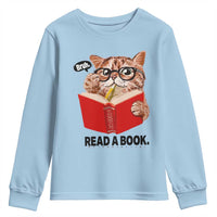 Funny Cat Reading Youth Sweatshirt Book Lover - Wonder Print Shop