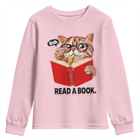 Funny Cat Reading Youth Sweatshirt Book Lover - Wonder Print Shop